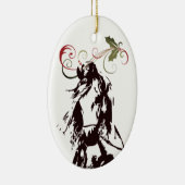 パーソナライズな馬およびヒイラギの休日のクリスマス セラミックオーナメント (右)