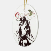 パーソナライズな馬およびヒイラギの休日のクリスマス セラミックオーナメント (左)