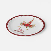 パーソナライズな魔法のクリスマスのユニコーンの誕生日 ペーパープレート (アングル)