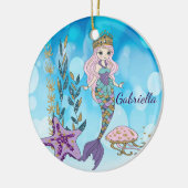 パーソナライズな魔法のグリッターの人魚のオーナメント セラミックオーナメント (左)