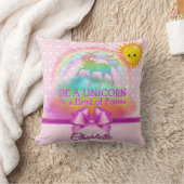 パーソナライズな魔法の虹のユニコーンの引用文のピンク クッション (ブランケット)