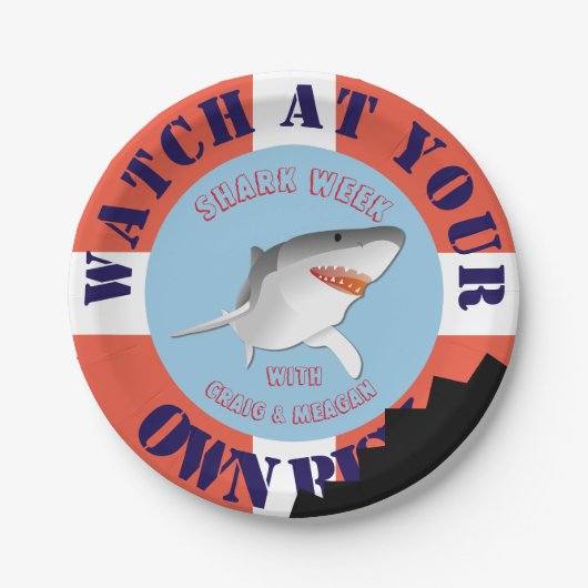 パーソナライズな鮫週の紙皿 ペーパープレート (正面)