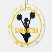 パーソナライズな黄色いメガホンおよびチアリーダー セラミックオーナメント (左)