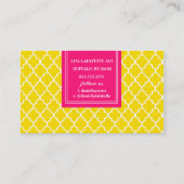 パーソナライズな黄色いモロッコのタイルの格子 名刺 (裏面)