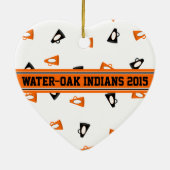 パーソナライズな黒いおよびオレンジ応援のメガホン セラミックオーナメント (裏面)