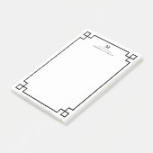 パーソナライズな黒いギリシャ人の鍵のボーダーモノグラム ポストイット (アングル)