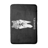 パーソナライズな黒いタキシードを持つおもしろいなヒップスターのオオカミ バスマット (正面縦)