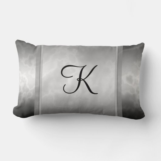 パーソナライズな黒い木炭大理石 ランバークッション (正面)