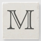 パーソナライズな黒い正方形のモノグラム ストーンコースター (正面)