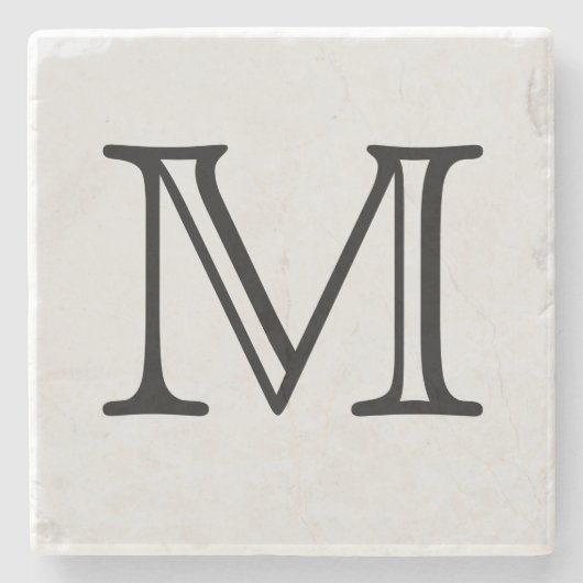 パーソナライズな黒い正方形のモノグラム ストーンコースター (正面)