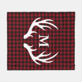 パーソナライズな黒い猟犬歯の白いシカの(雄ジカの)枝角 フリースブランケット (正面(横))