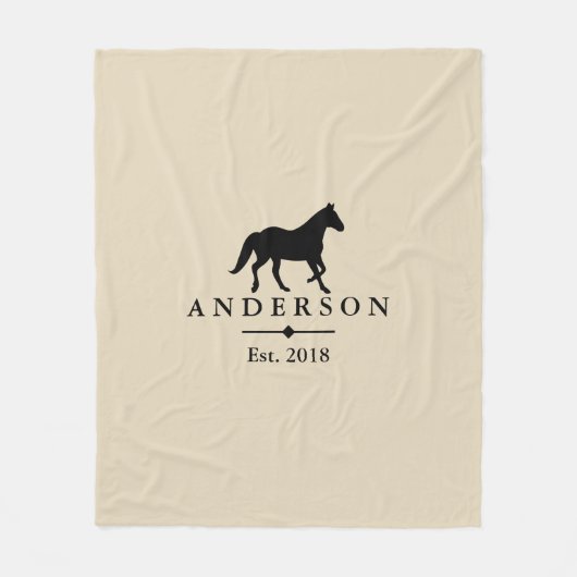 パーソナライズな黒い馬のシルエット及び暗灰色| フリースブランケット (正面)