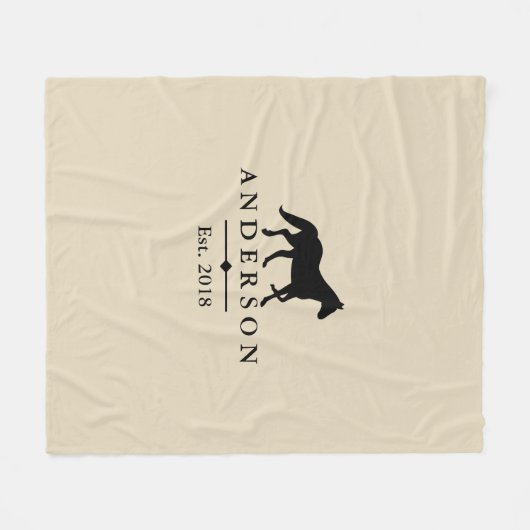 パーソナライズな黒い馬のシルエット及び暗灰色| フリースブランケット (正面(横))