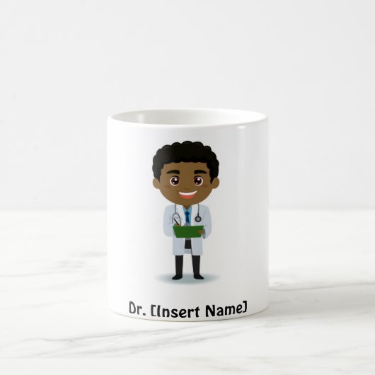 パーソナライズな黒い/アフリカのオスの医者/医学 コーヒーマグカップ (中央)