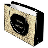 パーソナライズな黒および金ゴールド ラージペーパーバッグ (裏面アングル)