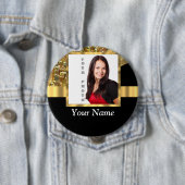 パーソナライズな黒および金ゴールド 缶バッジ (インサイチュ)