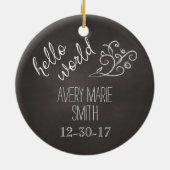パーソナライズな黒板のこんにちはベビー第1 セラミックオーナメント (裏面)