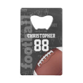 パーソナライズな黒板のアメリカン・フットボール クレジットカード栓抜き (裏面)