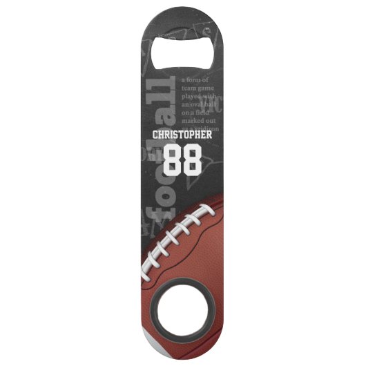 パーソナライズな黒板のアメリカン・フットボール スピード栓抜き (裏面)