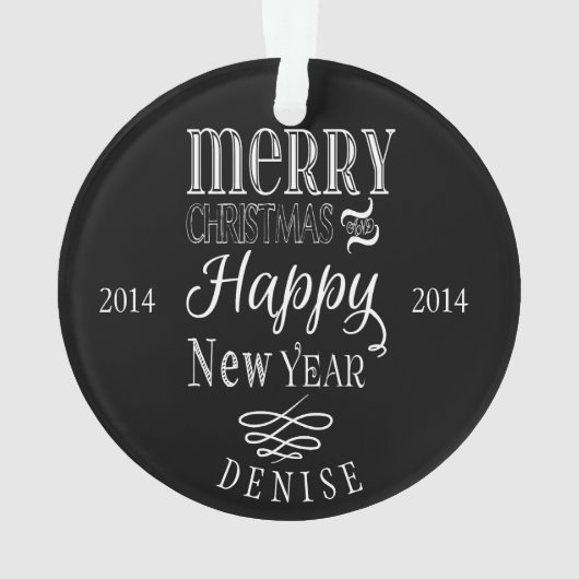 パーソナライズな黒板のクリスマスのオーナメント オーナメント (裏面)