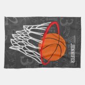 パーソナライズな黒板のバスケットボールおよびたが キッチンタオル (横)