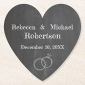 パーソナライズな黒板の結婚指輪 ペーパーコースター (正面)