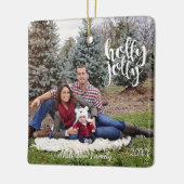 パーソナライズな1匹の写真のヒイラギのすてきなオーナメント セラミックオーナメント (左)