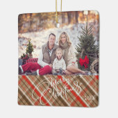 パーソナライズな1匹の写真のメリークリスマスのオーナメント セラミックオーナメント (左)