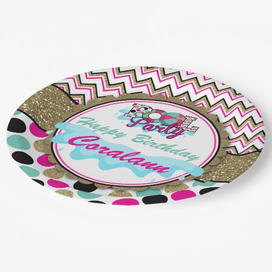 パーソナライズな10代のなプールを囲んでのパーティの紙皿 ペーパープレート (アングル)