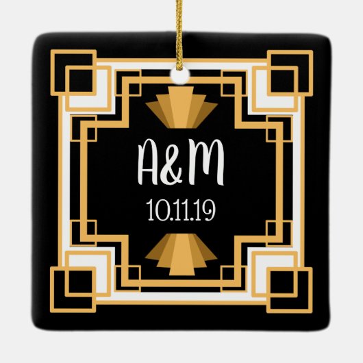 パーソナライズな20年代のヴィンテージのGeoのアールデコ| セラミックオーナメント (裏面)