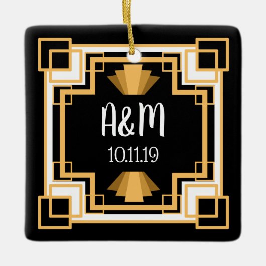 パーソナライズな20年代のヴィンテージのGeoのアールデコ| セラミックオーナメント (正面)