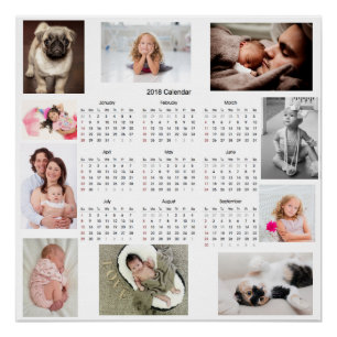 パーソナライズな2018年の家族写真のカレンダーポスター ポスター