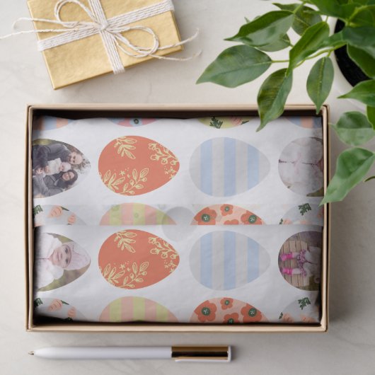 パーソナライズな3つの写真のイースターエッグ 薄葉紙 (ギフト)