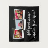 パーソナライズな3写真のスナップショットはタイポグラフィを組み立てます タペストリー (正面)