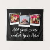 パーソナライズな3写真のスナップショットはタイポグラフィを組み立てます タペストリー (正面(横))