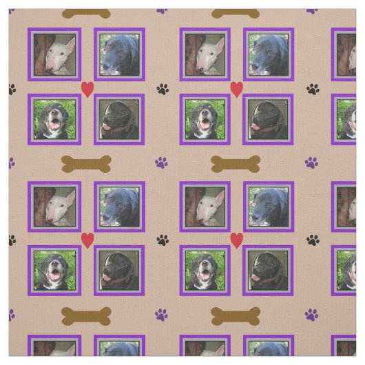 パーソナライズな4つの写真コラージュ紫色フレーム ファブリック (見本)