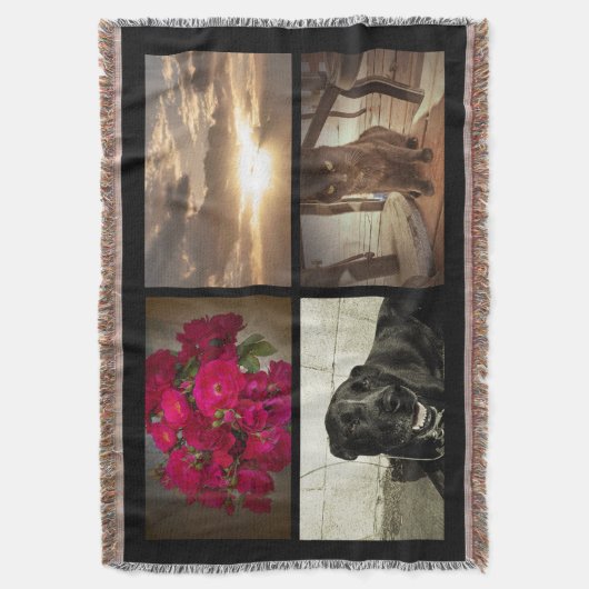 パーソナライズな4カラー写真のモザイク写真のコラージュ スローブランケット (正面縦)