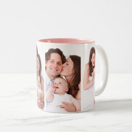 パーソナライズな4家族写真のコラージュのコーヒー・マグ ツートーンマグカップ (正面右)