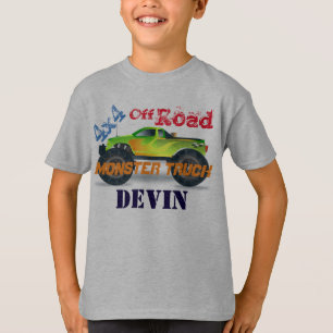 パーソナライズな4x4緑のモンスタートラック tシャツ