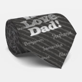 パーソナライズな5つまでの名前の灰色のストライプ私達はパパを愛します ネクタイ (ロール)