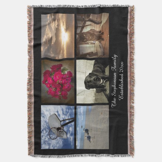 パーソナライズな6つの写真のアフガニスタンのモザイク写真のコラージュ スローブランケット (正面縦)