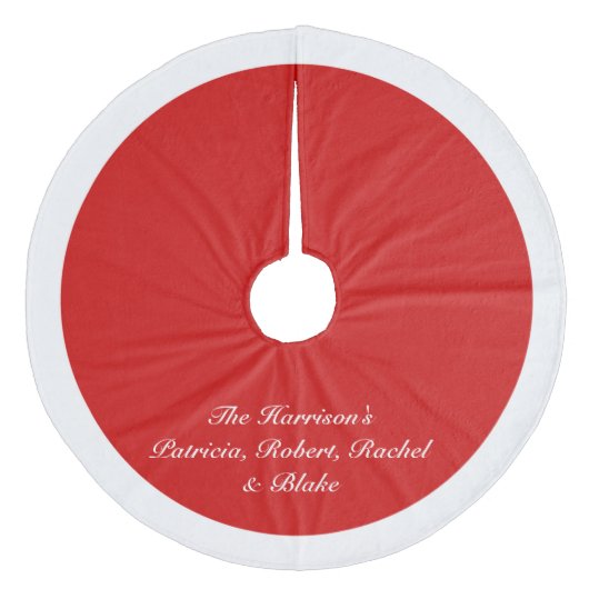 パーソナライズな~の赤いサンタの毛皮のクリスマス フリース ツリースカート (正面)