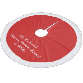 パーソナライズな~の赤いサンタの毛皮のクリスマス フリース ツリースカート (アングル)