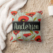 パーソナライズな|の赤のケシ|のカスタムなケシの花 クッション (ブランケット)