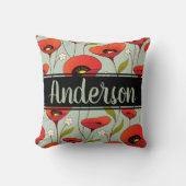 パーソナライズな|の赤のケシ|のカスタムなケシの花 クッション (正面)