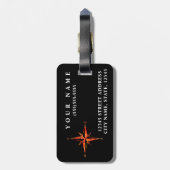 パーソナライズな|エレガントで黒い世界地図の荷物のラベル ラゲッジタグ (裏面縦)