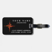 パーソナライズな|エレガントで黒い世界地図の荷物のラベル ラゲッジタグ (裏面横)