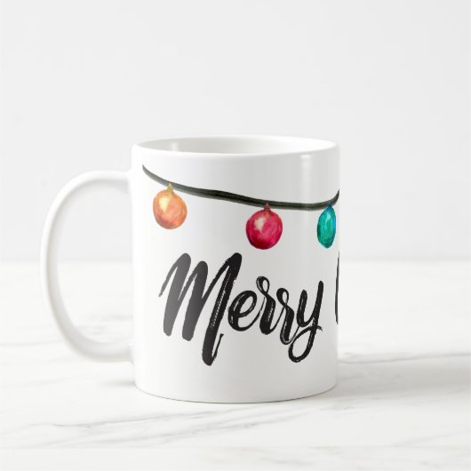 パーソナライズな、メリークリスマスの原稿の水彩画 コーヒーマグカップ (左)