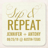 パーソナライズな"一口及び繰り返し"のカスタムな結婚式の引き出物 スクエアペーパーコースター (正面)