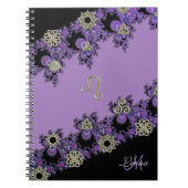 パーソナライズな(占星術の)十二宮図の印のレオの紫色のケルト族のフラクタル ノートブック (正面)